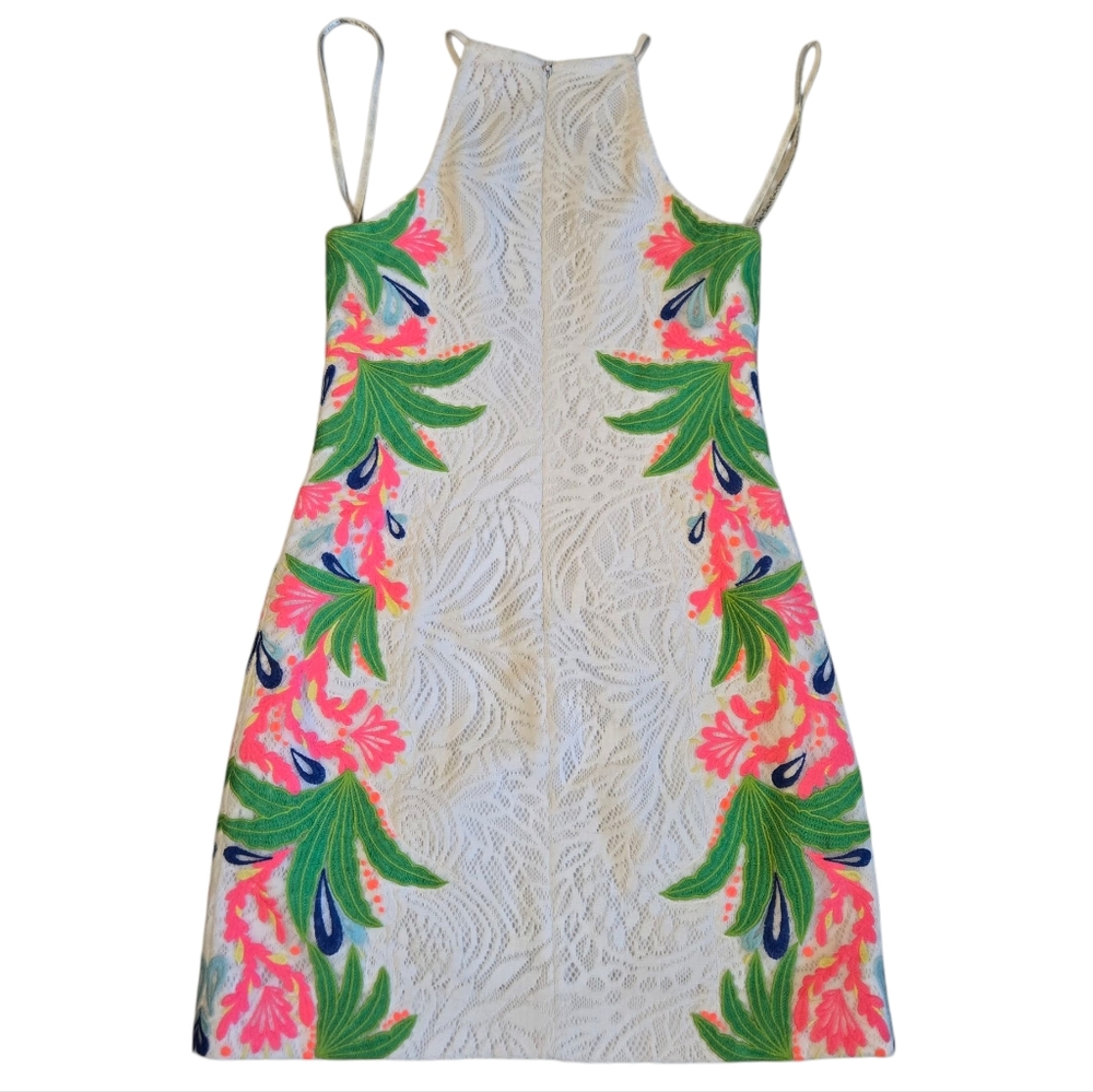 Lilly Pulitzer Resort White Pearl Shift Mini Tropical Fruit Lace Dress - Picture 4 of 11